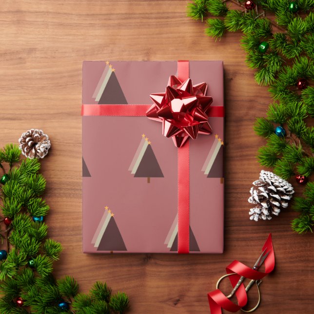Weihnachtsbaumfeiertag pink maul geschenkpapier (Feiertagsgeschenk)