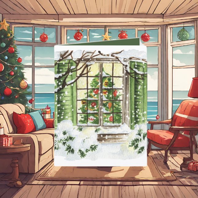Weihnachtsbaumfenster hinzufügen feiertagskarte (Von Creator hochgeladen)
