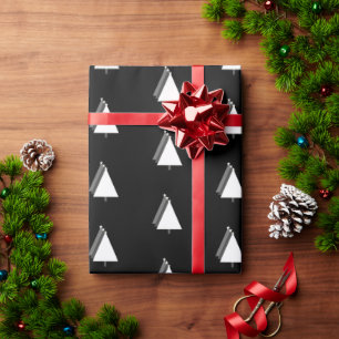 Weihnachtsbaumfest Schwarz-weiß Geschenkpapier