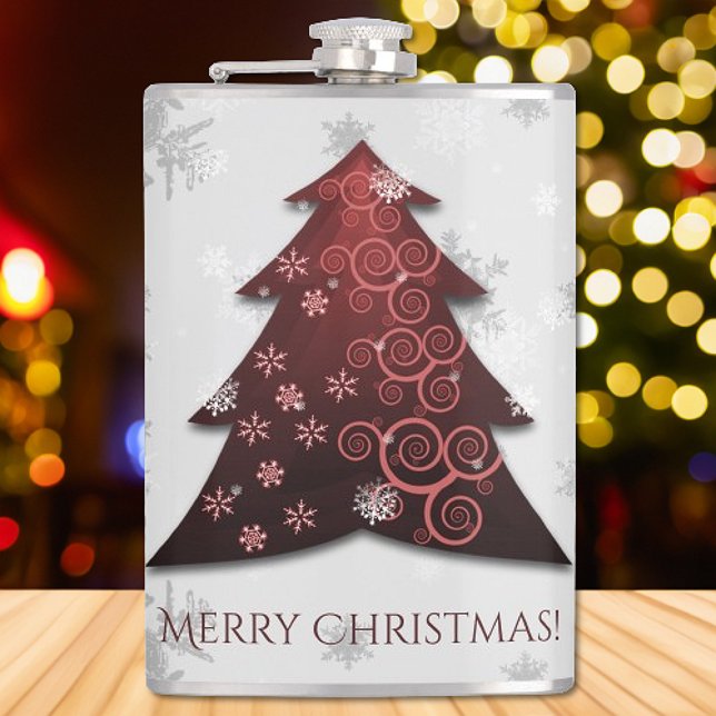 Weihnachtsbaumflasche Flachmann (Red Festive Christmas Tree Flask)