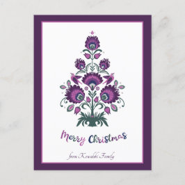 🎄 Weihnachtsbaumfolklore [lila, grau] lila Feiertagspostkarte