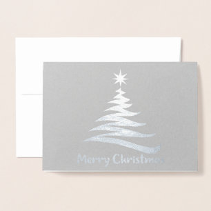 Weihnachtsbaumform - Silberfolienkarte Folienkarte