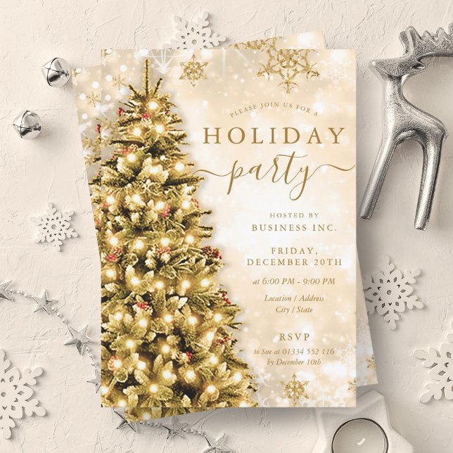 Weihnachtsbaumgesellschaft Weihnachtsfeier Einladung (Gold Christmas Tree Company Holiday Party Invitation)