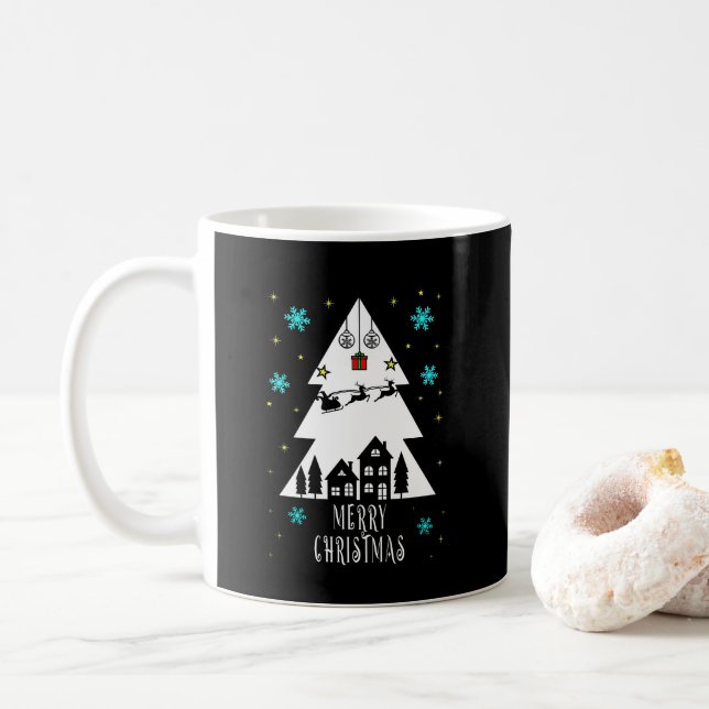 Weihnachtsbaumgestaltung mit leiser schwarzer Tass Kaffeetasse (Mit Donut)