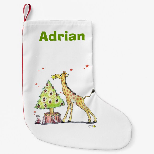 Weihnachtsbaumgiraffe - addieren Sie Namen Kleiner Weihnachtsstrumpf (Vorderseite)