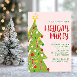Weihnachtsbaumhandgezeichnete Feiertagsparty CUSTO Einladung