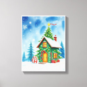 Weihnachtsbaumhaus Leinwanddruck