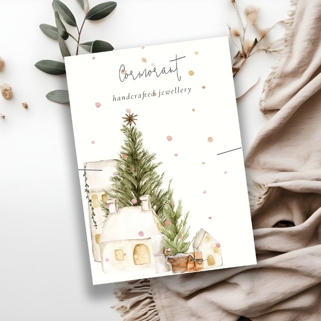 Weihnachtsbaumhaus Schnee Logo Necklace Holder Visitenkarte (Von Creator hochgeladen)