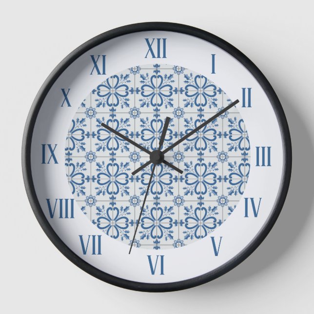Weihnachtsbaumkacheln, Blätter und Blume Uhr (Vorderseite)