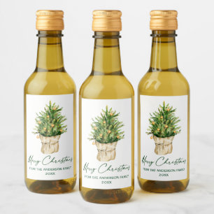 Weihnachtsbaumkalligrafie Tinte Mini Weinetikett