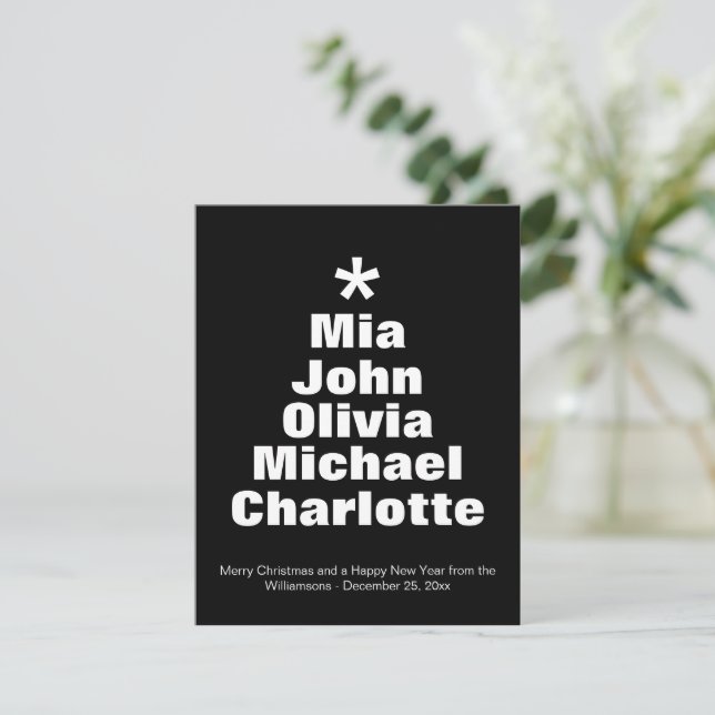 Weihnachtsbaumkarte für Schwarz-Weiß-individuelle  (Stehend Vorderseite)