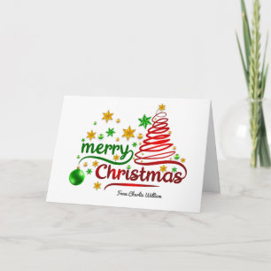 Weihnachtsbaumkarte in Rot und Grün Karte