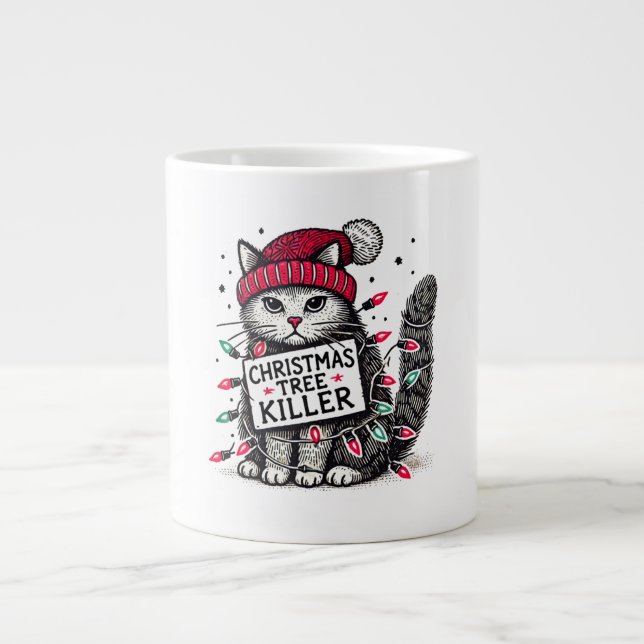 Weihnachtsbaumkatze Jumbo-Tasse (Vorderseite)