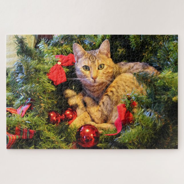 Weihnachtsbaumkatzenpuzzle Puzzle (Horizontal)