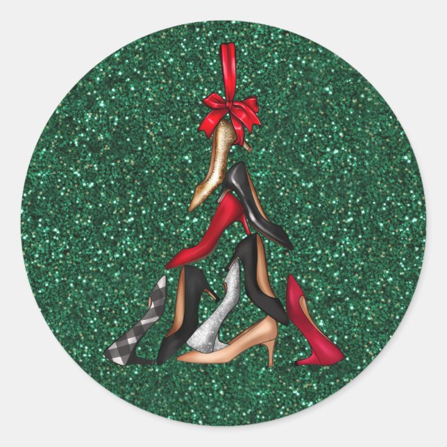 Weihnachtsbaumkleber mit hohen Absätzen Runder Aufkleber (Vorderseite)
