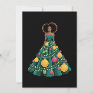 Weihnachtsbaumkleid Xmas-Lichter Afro-Frau Einladung