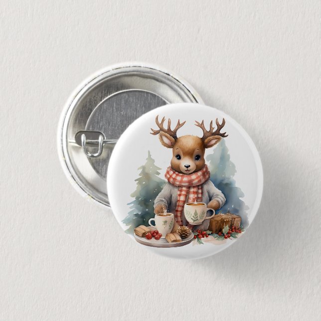 Weihnachtsbaumknopf für rustikales Vintages Design Button (Vorne & Hinten)