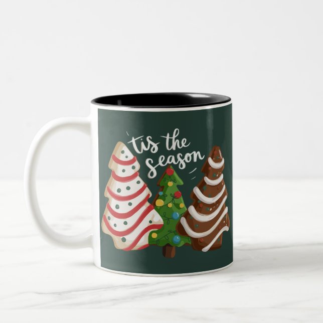Weihnachtsbaumkuchen zu Weihnachten Weihnachten We Zweifarbige Tasse (Links)