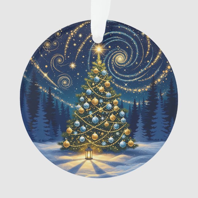 Weihnachtsbaumkugel 2025 – Winterliche Nachtbaum 2 Ornament (Vorderseite)