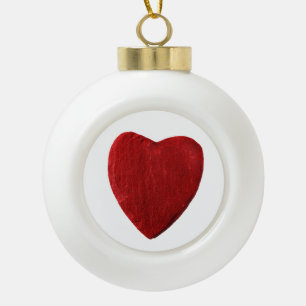 Weihnachtsbaumkugel mit Herz und Glockenmotiv Keramik Kugel-Ornament