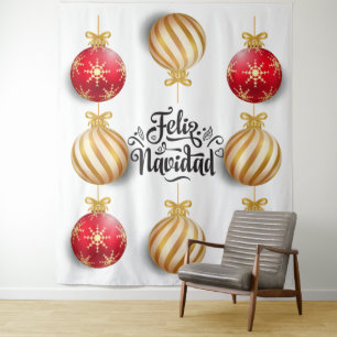 Weihnachtsbaumkugeln Hintergrund Frohe Weihnachten Wandteppich