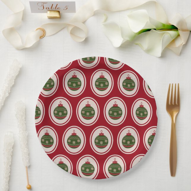 Weihnachtsbaumkugeln Rot Und Grün Pappteller (Hochzeit)