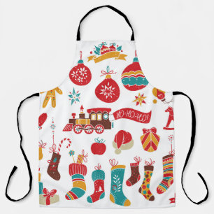 Weihnachtsbaumkugeln: Schneeverhangenes Vintage-Se Schürze