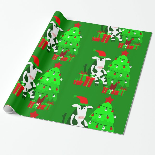 Weihnachtsbaumkuh Geschenkpapier (Ungerollt)