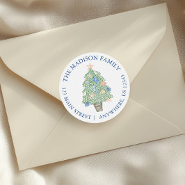 Weihnachtsbaumküste Rücksendeadresse Runder Aufkleber