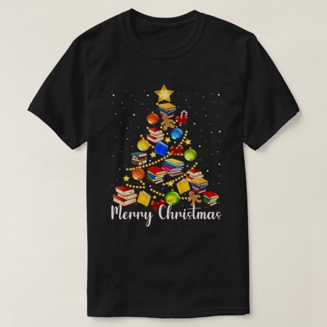 Weihnachtsbaumlehrer Liebe lesen Bücher Librari T-Shirt (Design vorne)