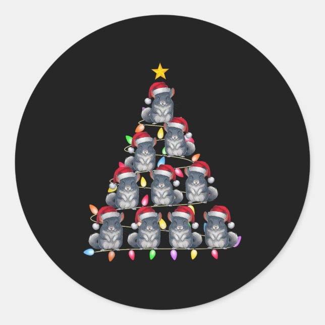 Weihnachtsbaumleuchten Männer Santa Chinchilla X Runder Aufkleber (Vorderseite)