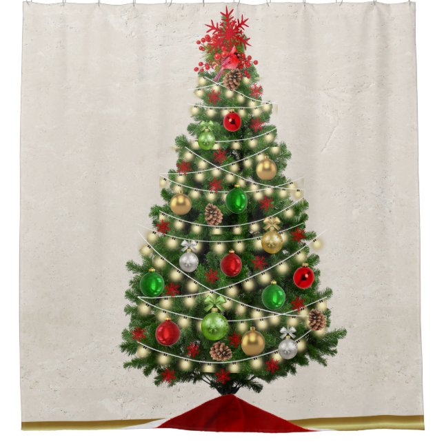 Weihnachtsbaumleuchten & Ornamente Duschvorhang (Vorderseite)