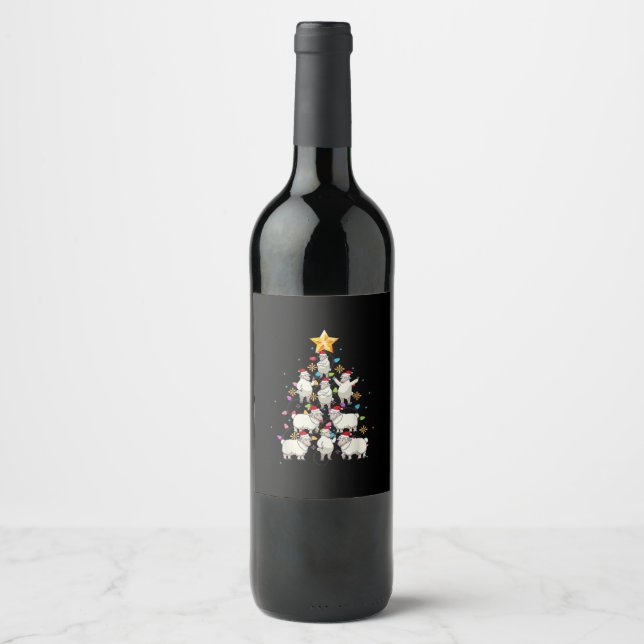 Weihnachtsbaumleuchten Weihnachtsgeschenk Weinetikett (Vorderseite)