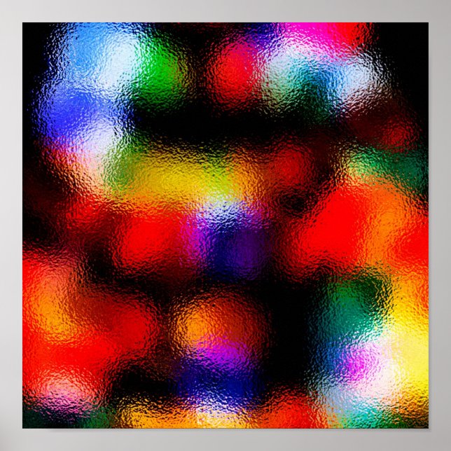 Weihnachtsbaumlichter durch das mattierte Fenster Poster (Vorne)