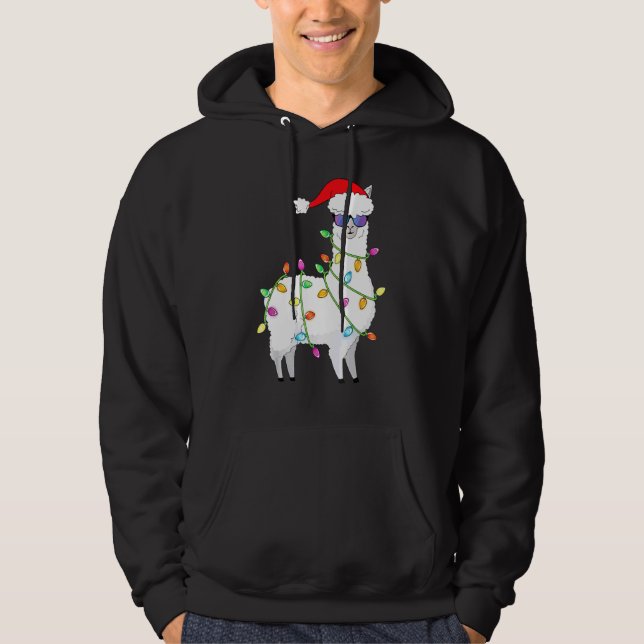 Weihnachtsbaumlichter Llama Xmas Hoodie (Vorderseite)