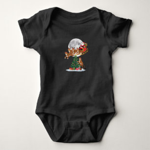 Weihnachtsbaumlichter Lustiger Santa reitet auf Ge Baby Strampler