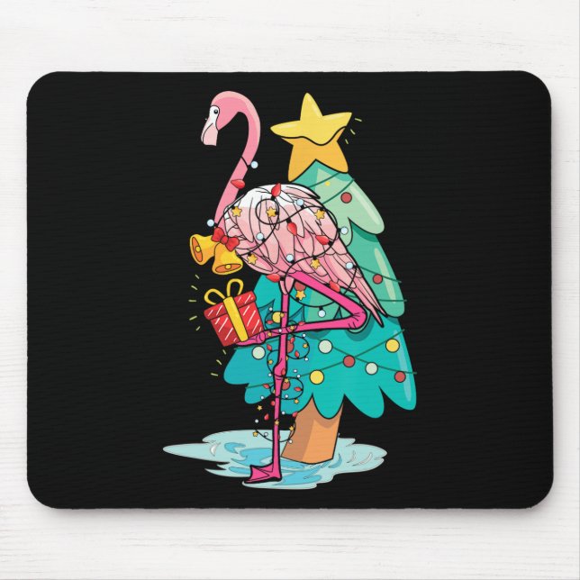 Weihnachtsbaumlichter Tropischer Flamingo Tier Wei Mousepad (Vorne)