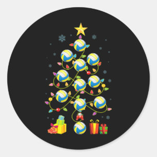 Weihnachtsbaumlichter Volleyball Ball Weihnachtsma Runder Aufkleber