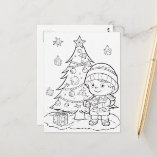 Weihnachtsbaummädchen-Färbung Postkarte