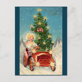 Weihnachtsbaummann im Auto Postkarte