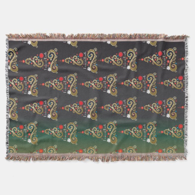 Weihnachtsbaummuster aus grünem Gold Decke (Vorderseite)