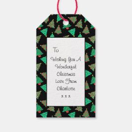 Weihnachtsbaummuster | Benutzerdefiniertes Schwarz Geschenkanhänger