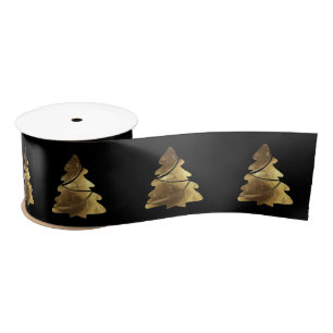 Weihnachtsbaummuster Elegant Schwarz und Gold Satinband