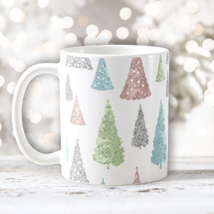 Weihnachtsbaummuster Eleganter Glitzer Pastel Kaffeetasse