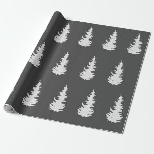 Weihnachtsbaummuster Elegantes Schwarz-weißes Gesc Geschenkpapier