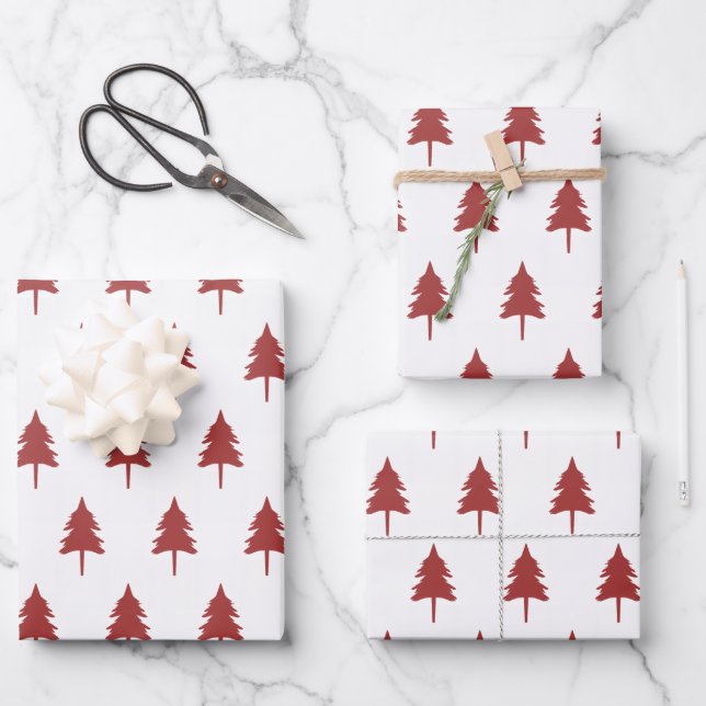 Weihnachtsbaummuster Geschenke Geschenkpapier Set (Vorderseite)