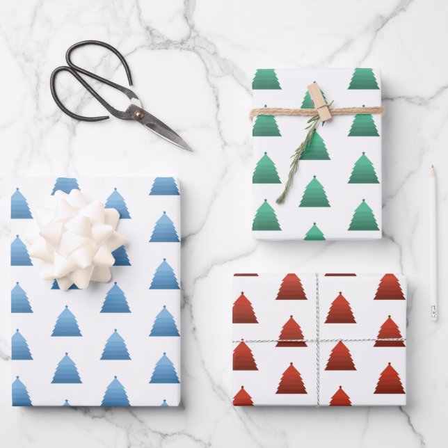 Weihnachtsbaummuster Geschenkpapier Set (Vorderseite)