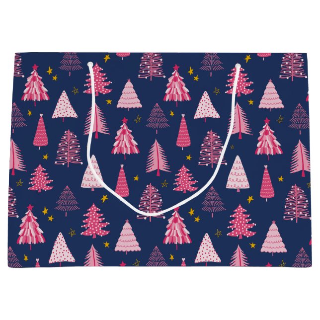 Weihnachtsbaummuster Große Geschenktüte (Vorderseite)