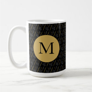 Weihnachtsbaummuster in Schwarz, Weiß und Gold Kaffeetasse