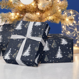 Weihnachtsbaummuster mit Gold und Silberstern Geschenkpapier